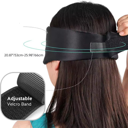 Masque de nuit Haute qualité en Soie de mûrier réglable, opaque et confortable